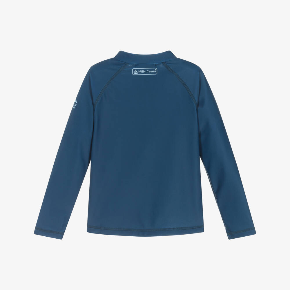 Mitty James-Blue Zip-Up Sun Protective Swim Top (UPF50+) | Childrensalon