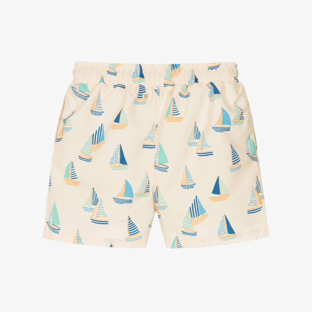 Mitty James-شورت سباحة بطبعة قارب لون بيج للأولاد | Childrensalon