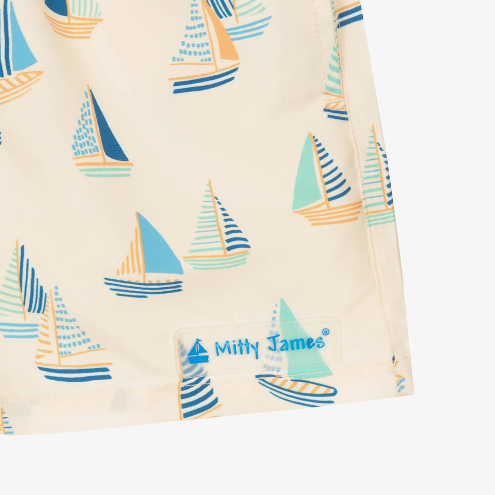 Mitty James-شورت سباحة بطبعة قارب لون بيج للأولاد | Childrensalon
