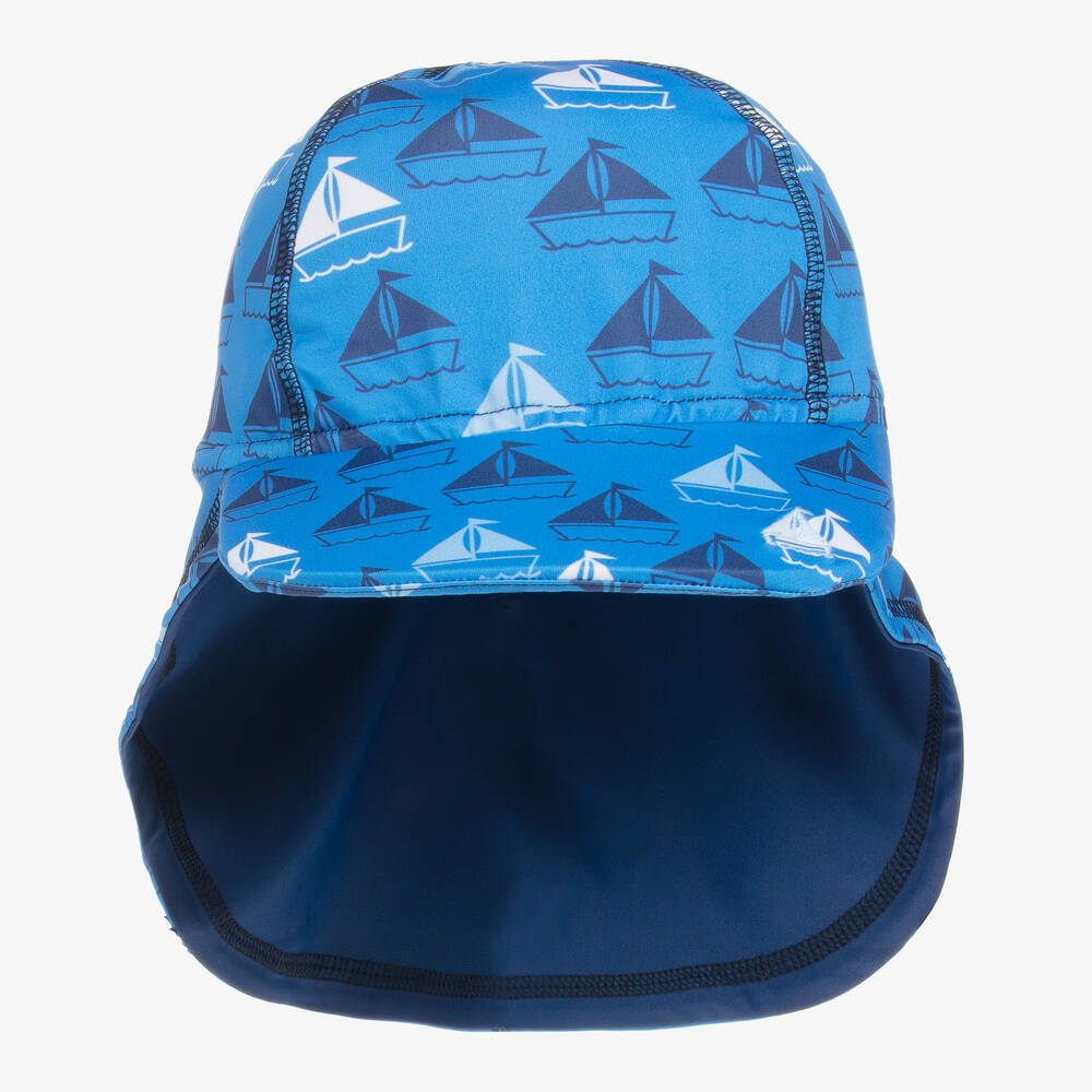 Mitty James-قبعة شمس بشعار قارب لون أزرق للأولاد (+UPF 50) | Childrensalon