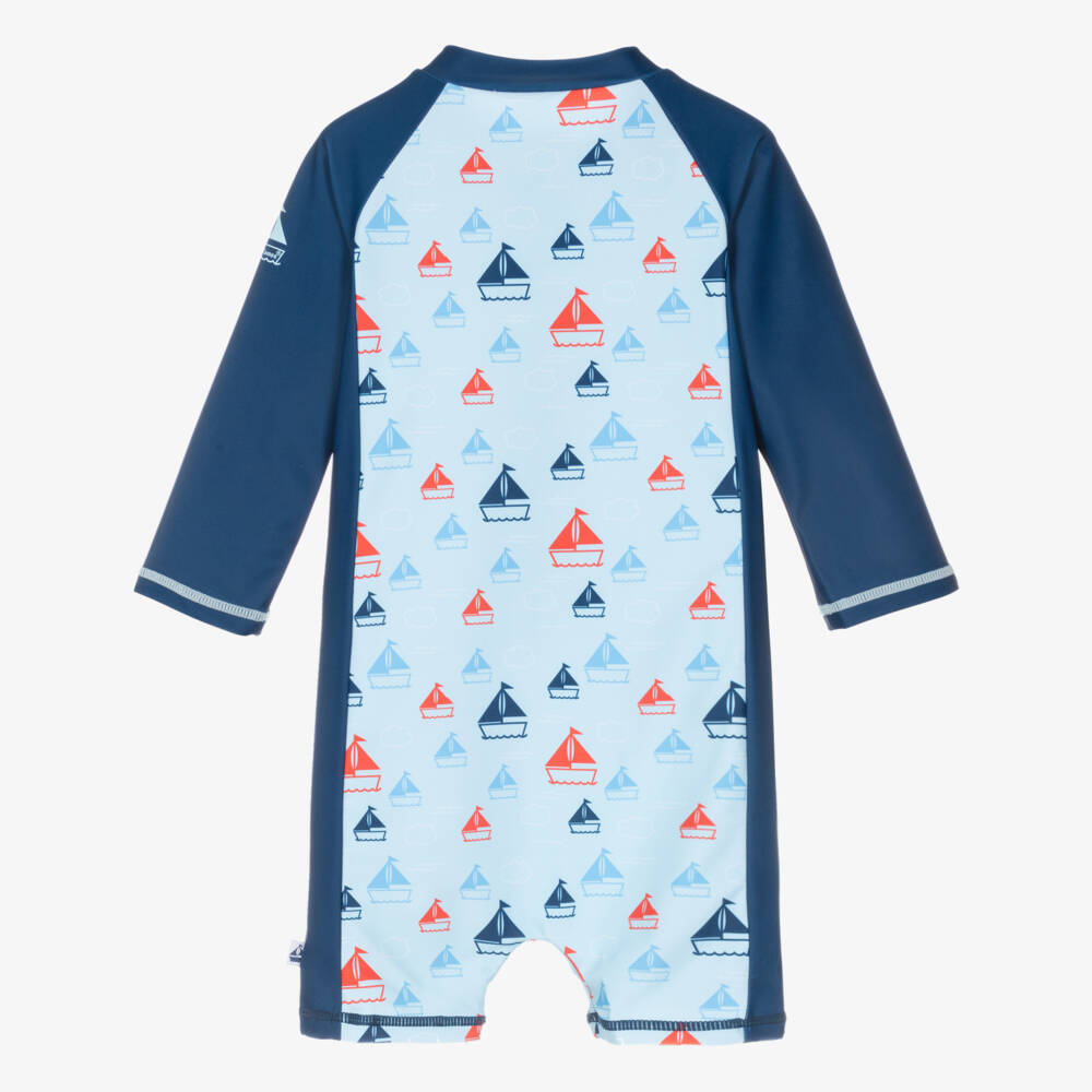 Mitty James-Boys Blue Boat Sun Suit (UPF50+) | Childrensalon