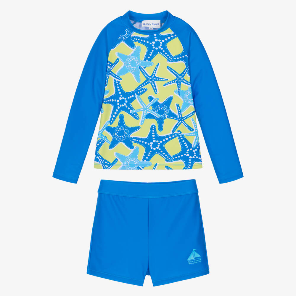 Mitty James-طقم سباحة بطبعة نجمة بحر لون أزرق وأخضر للأولاد (UPF50+) | Childrensalon