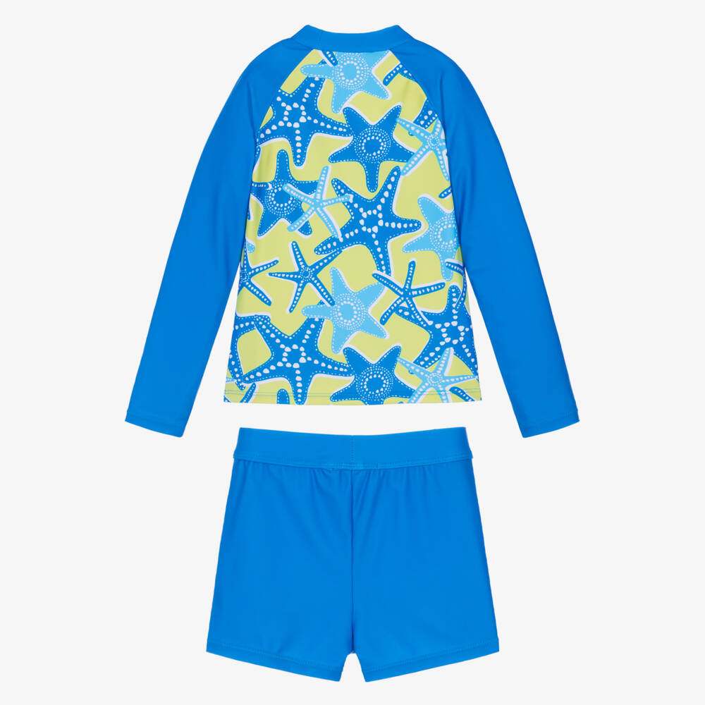 Mitty James-طقم سباحة بطبعة نجمة بحر لون أزرق وأخضر للأولاد (UPF50+) | Childrensalon