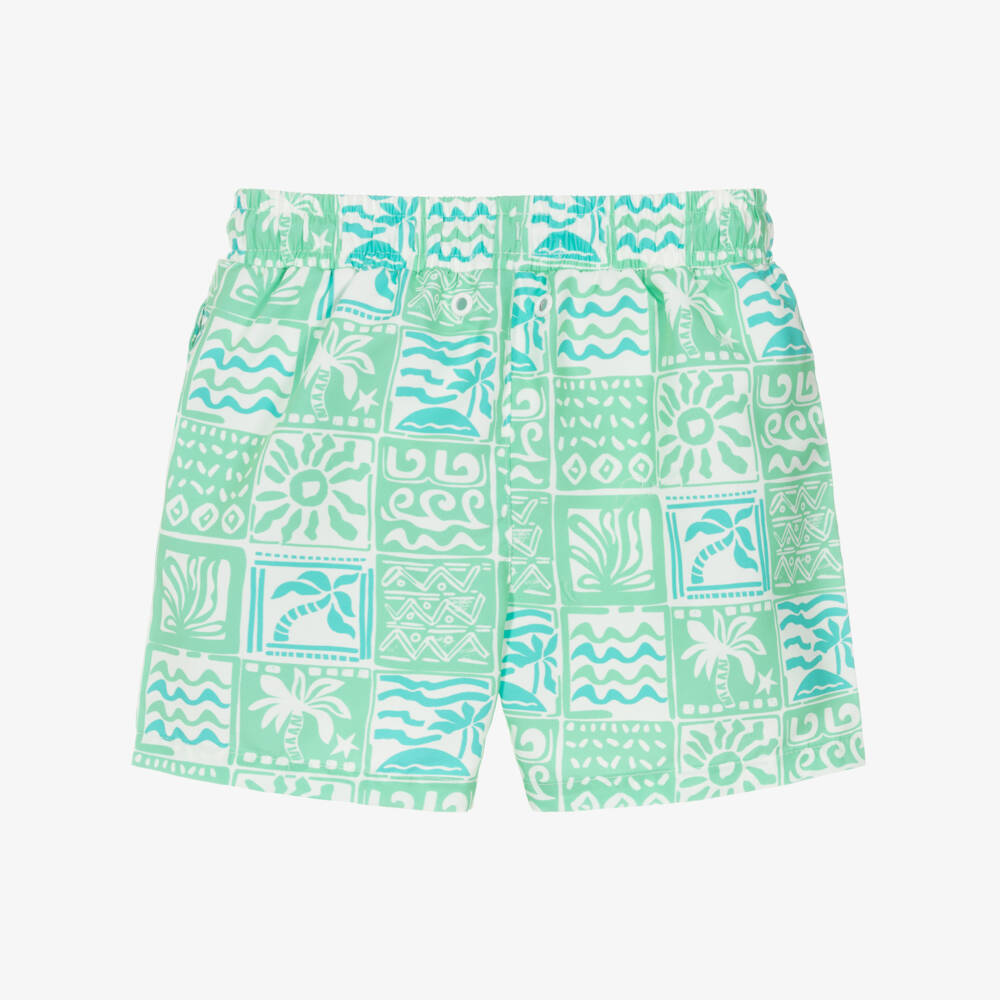Mitty James-شورت سباحة بطبعة أزتيك لون أخضر للأولاد | Childrensalon