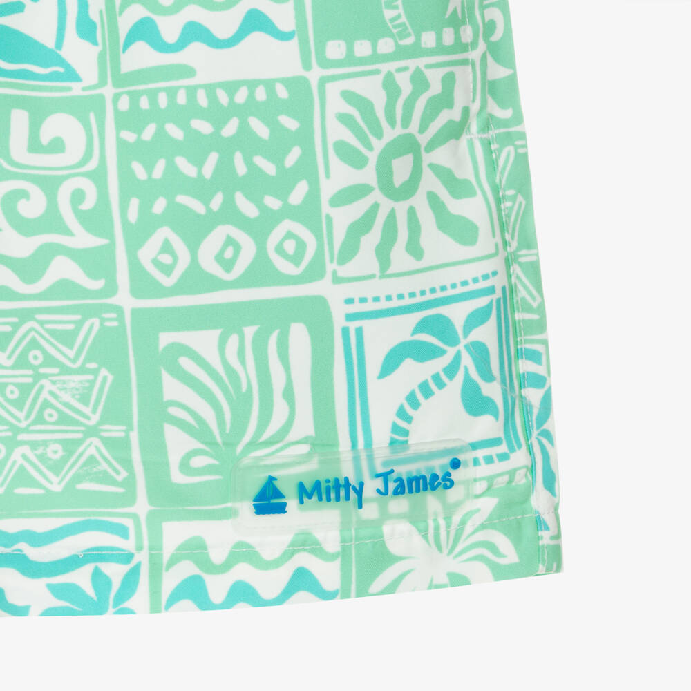 Mitty James-شورت سباحة بطبعة أزتيك لون أخضر للأولاد | Childrensalon