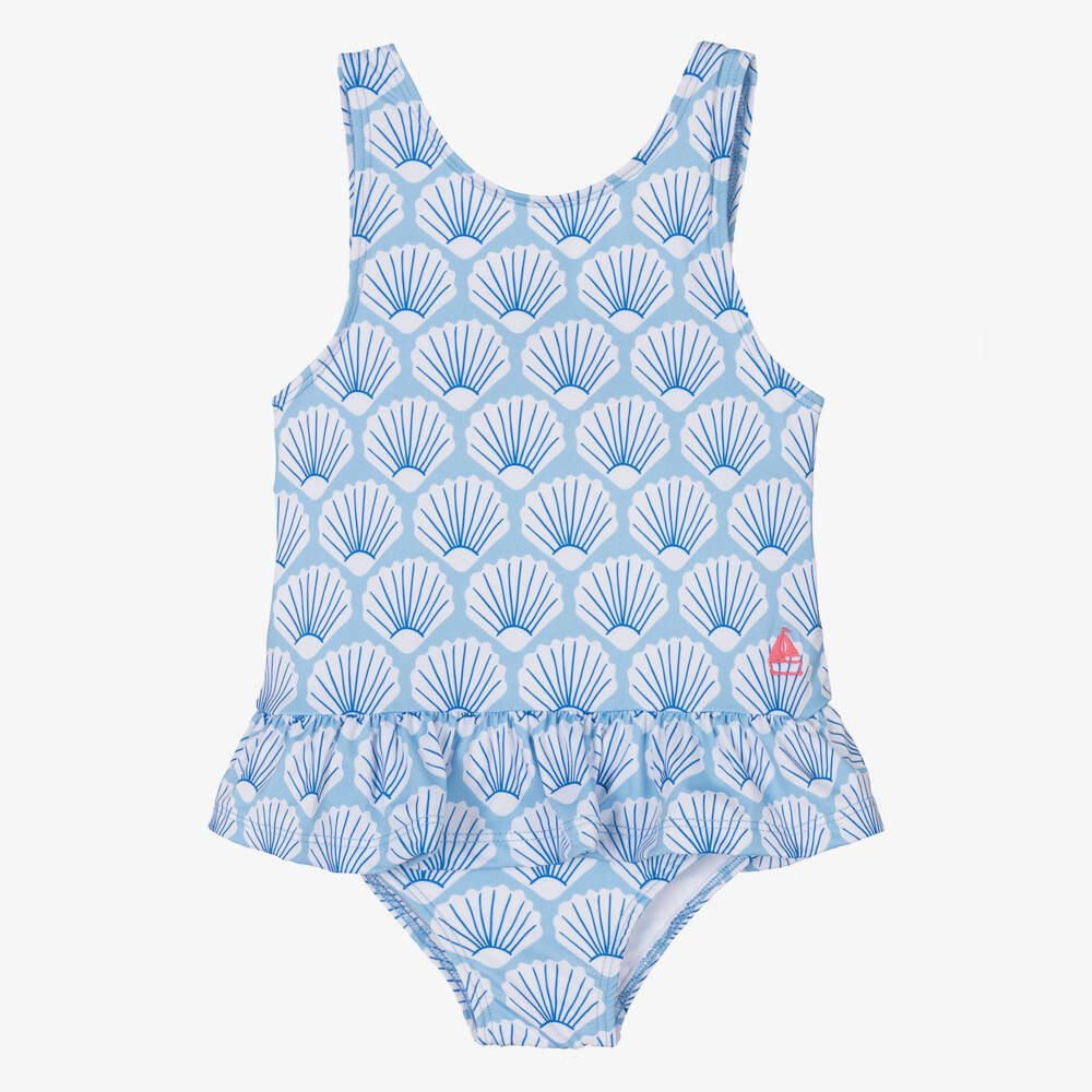 Mitty James-Girls Blue Shell Swimsuit (UPF50+) | Childrensalon