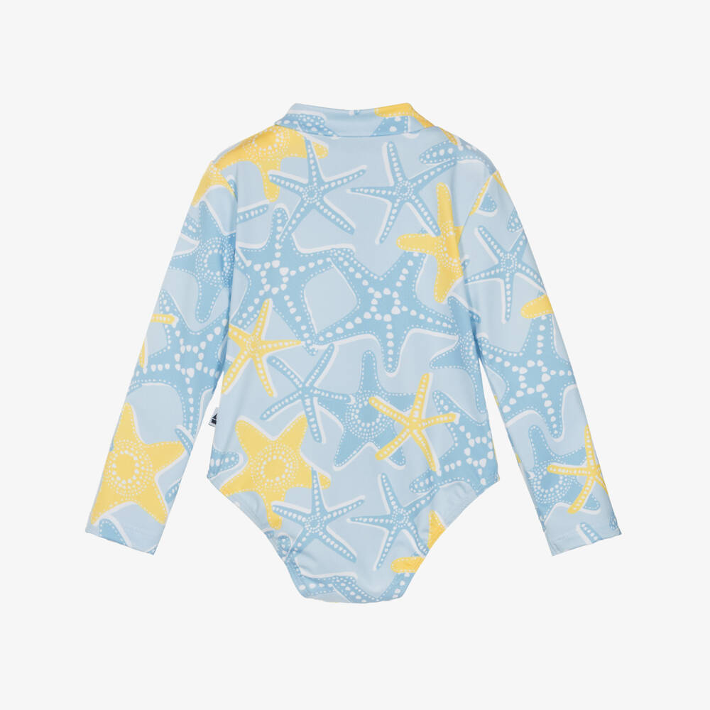 Mitty James-Girls Blue Starfish Swimsuit (UPF50+) | Childrensalon