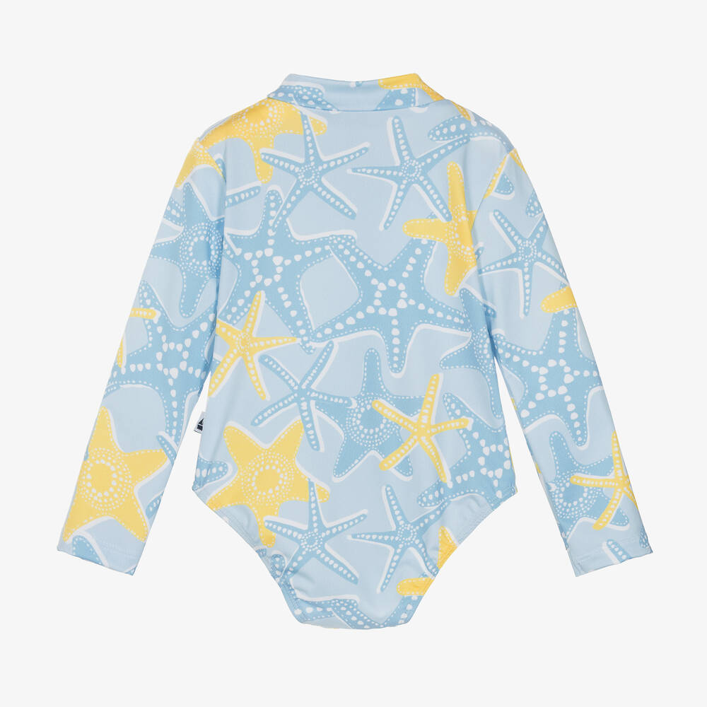Mitty James-Girls Blue Starfish Swimsuit (UPF50+) | Childrensalon
