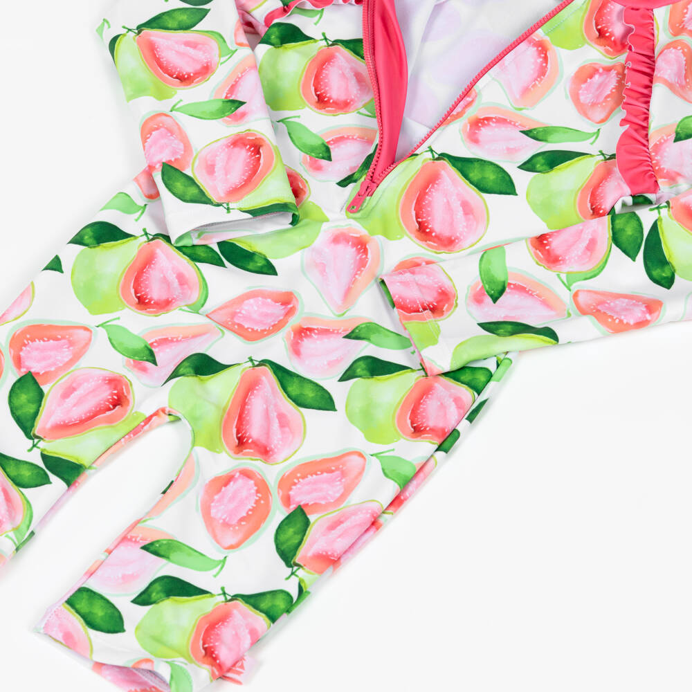 Mitty James-بدلة سباحة بطبعة جوافة لون أخضر وزهري للبنات (UPF50+) | Childrensalon