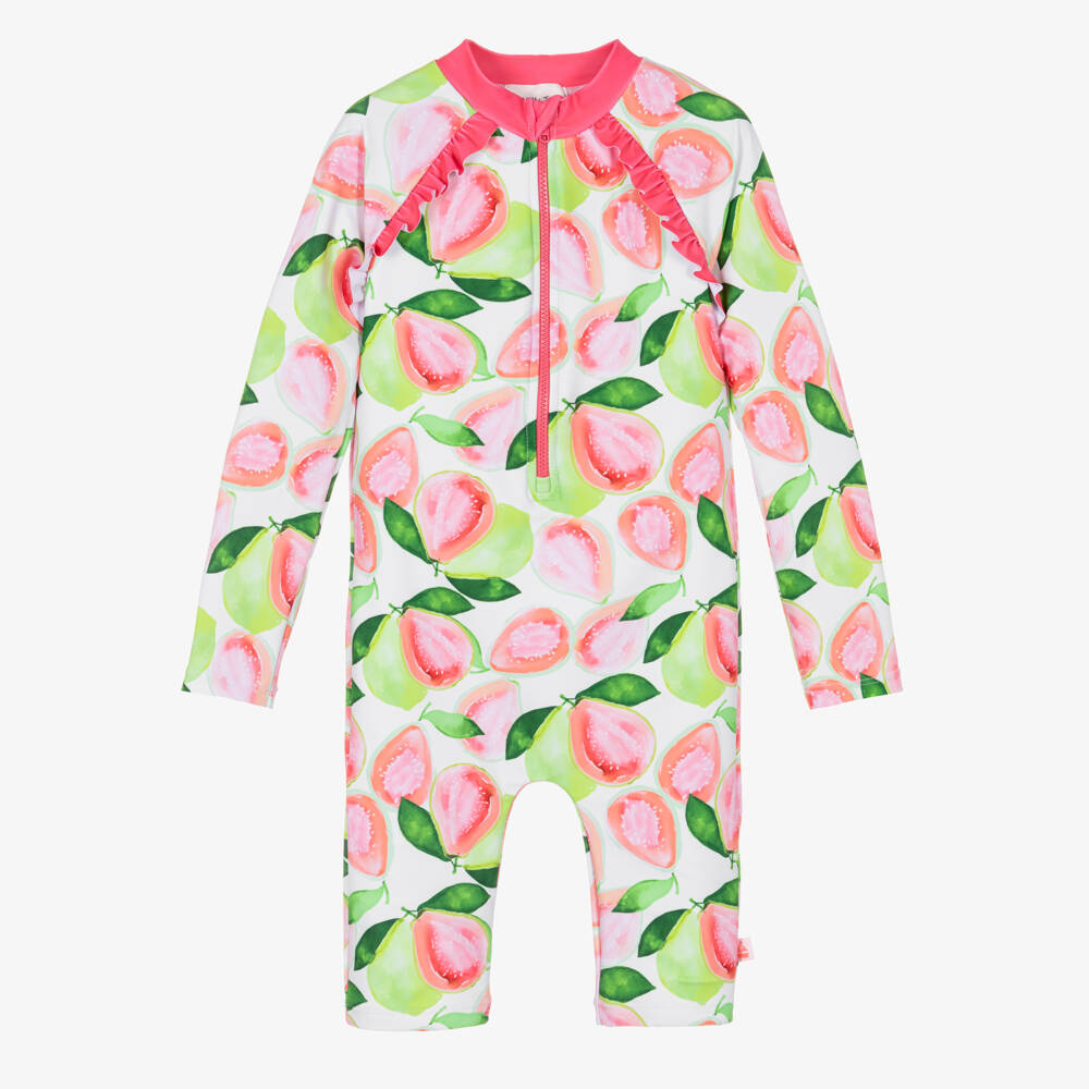 Mitty James-بدلة سباحة بطبعة جوافة لون أخضر وزهري للبنات (UPF50+) | Childrensalon