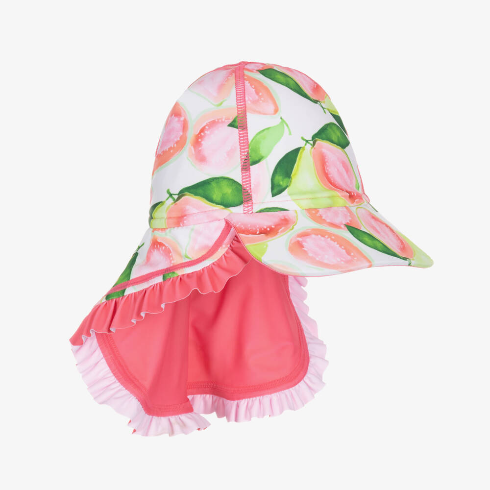 Mitty James-Girls Green & Pink Guava Print Swim Hat (UPF50+) | Childrensalon