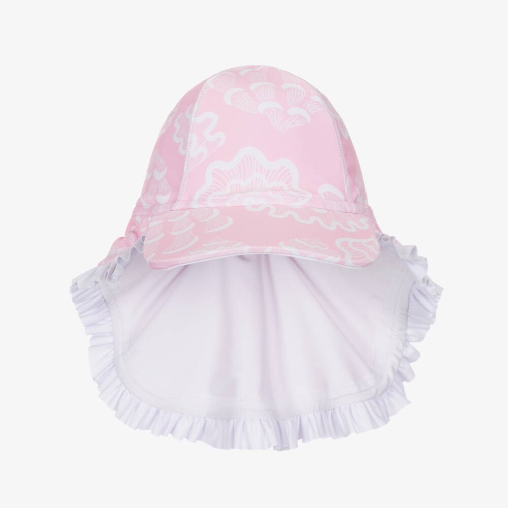 Mitty James-Girls Pale Pink Seashell Print Swim Hat (UPF50+) | Childrensalon
