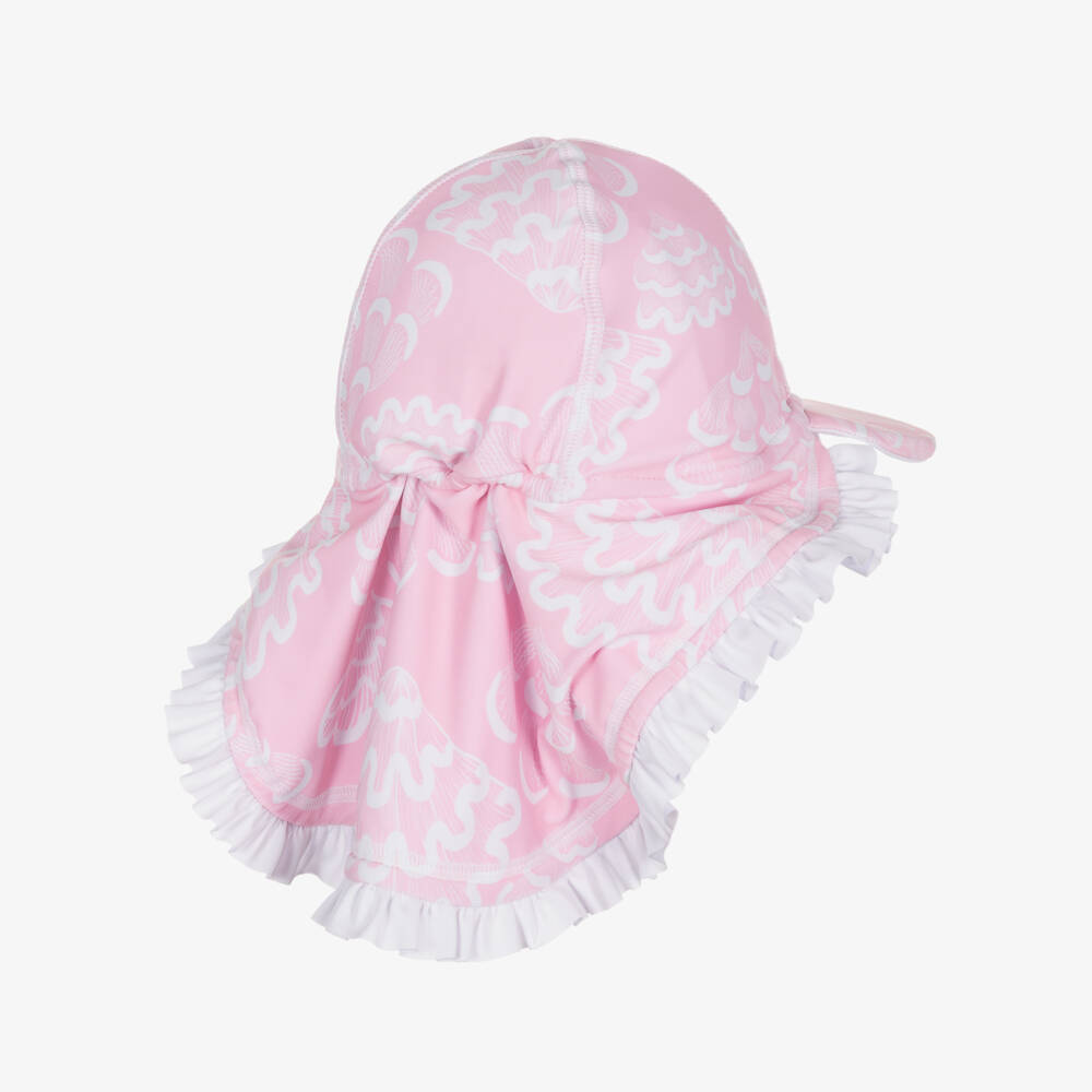 Mitty James-Girls Pale Pink Seashell Print Swim Hat (UPF50+) | Childrensalon