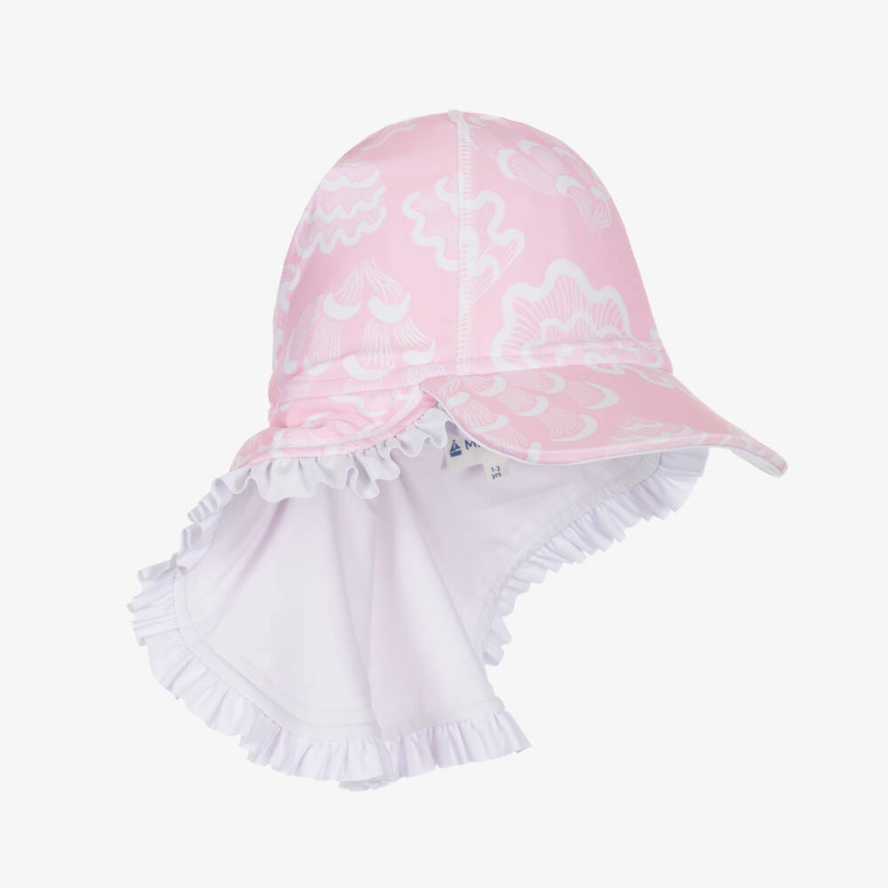 Mitty James-Girls Pale Pink Seashell Print Swim Hat (UPF50+) | Childrensalon