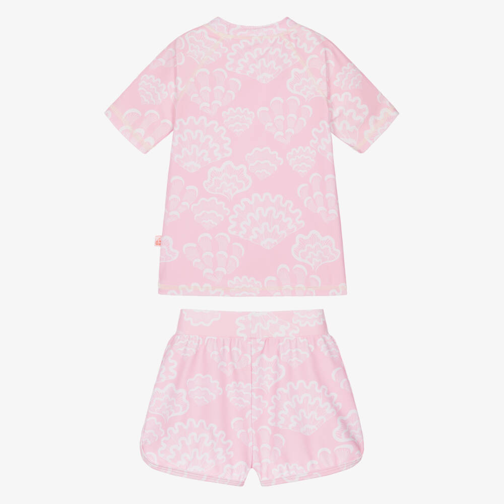 Mitty James-Girls Pink Seashell Print Swim Set (UPF50+) | Childrensalon