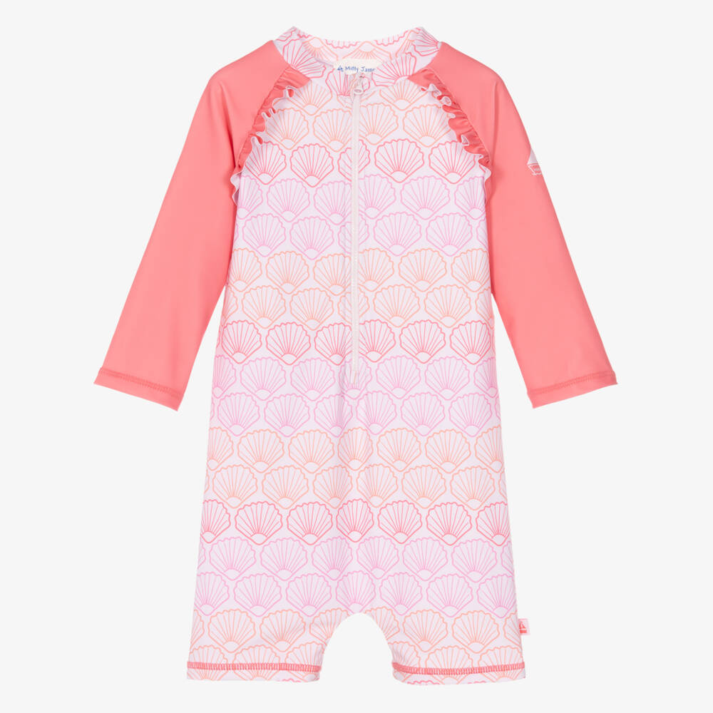 Mitty James-Girls Pink Shell Sun Suit (UPF50+) | Childrensalon