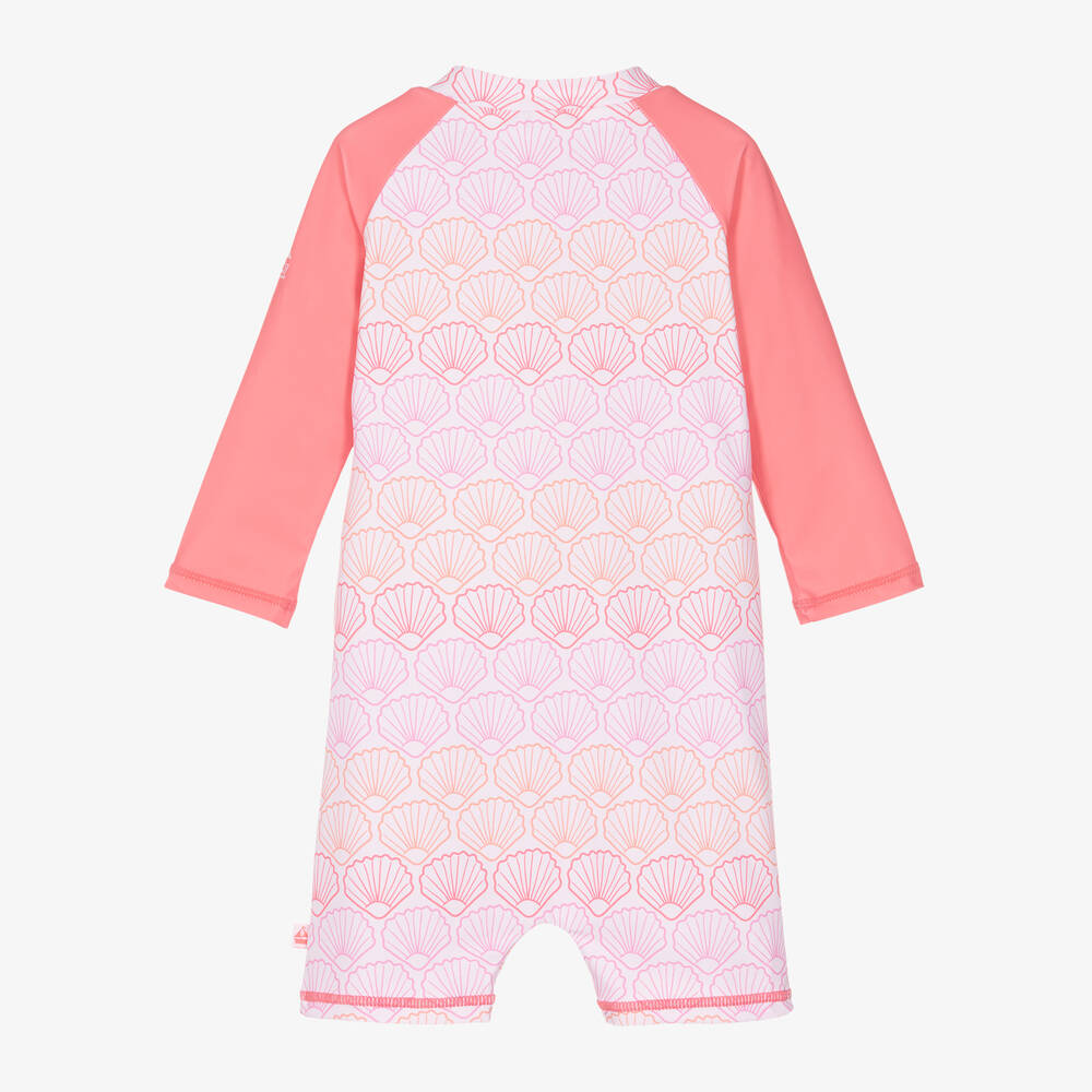 Mitty James-Girls Pink Shell Sun Suit (UPF50+) | Childrensalon