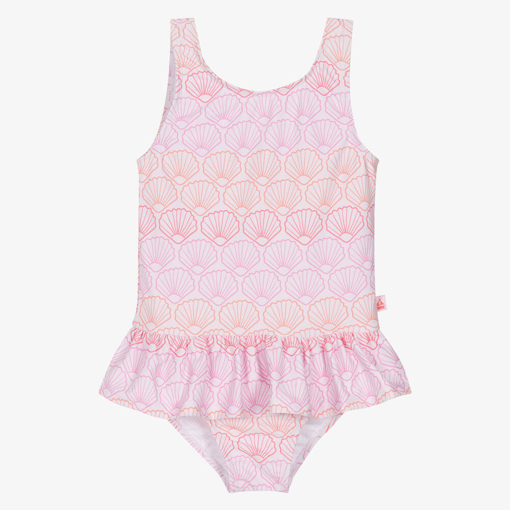 Mitty James-مايوه مزين بنقشة أصداف لون زهري للبنات (UPF50+) | Childrensalon