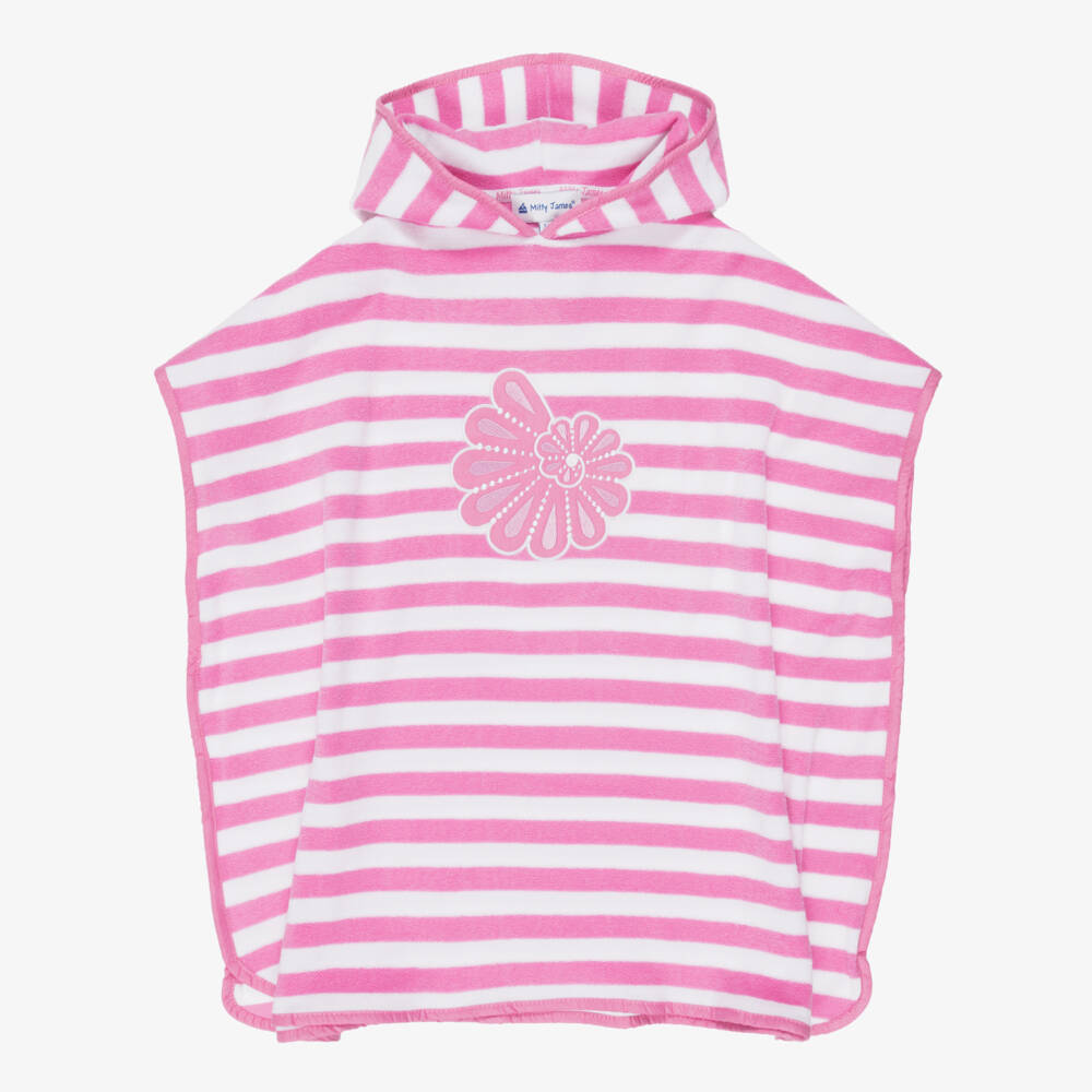 Mitty James-Girls Pink Towelling Robe with Stripes  | Childrensalon