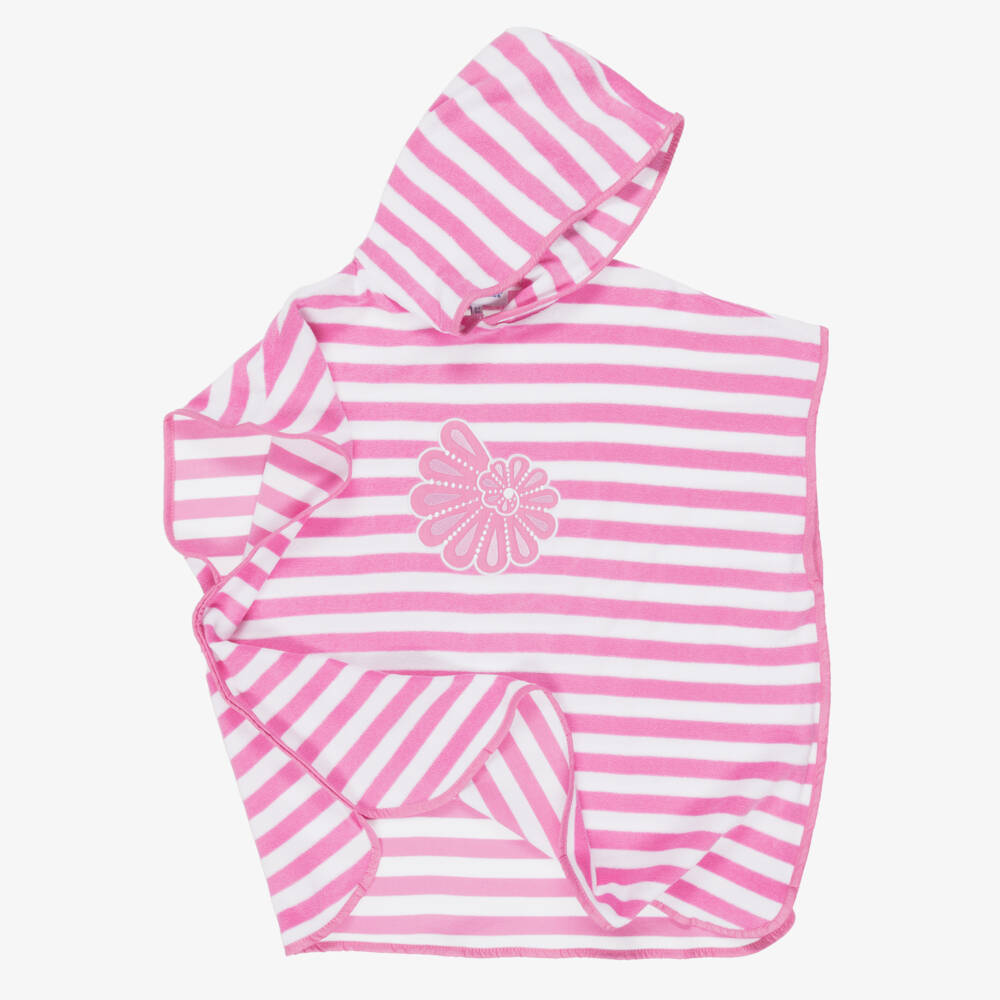 Mitty James-Girls Pink Towelling Robe with Stripes | Childrensalon