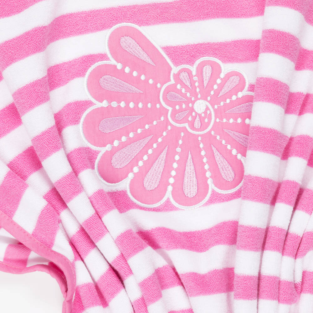 Mitty James-Girls Pink Towelling Robe with Stripes | Childrensalon