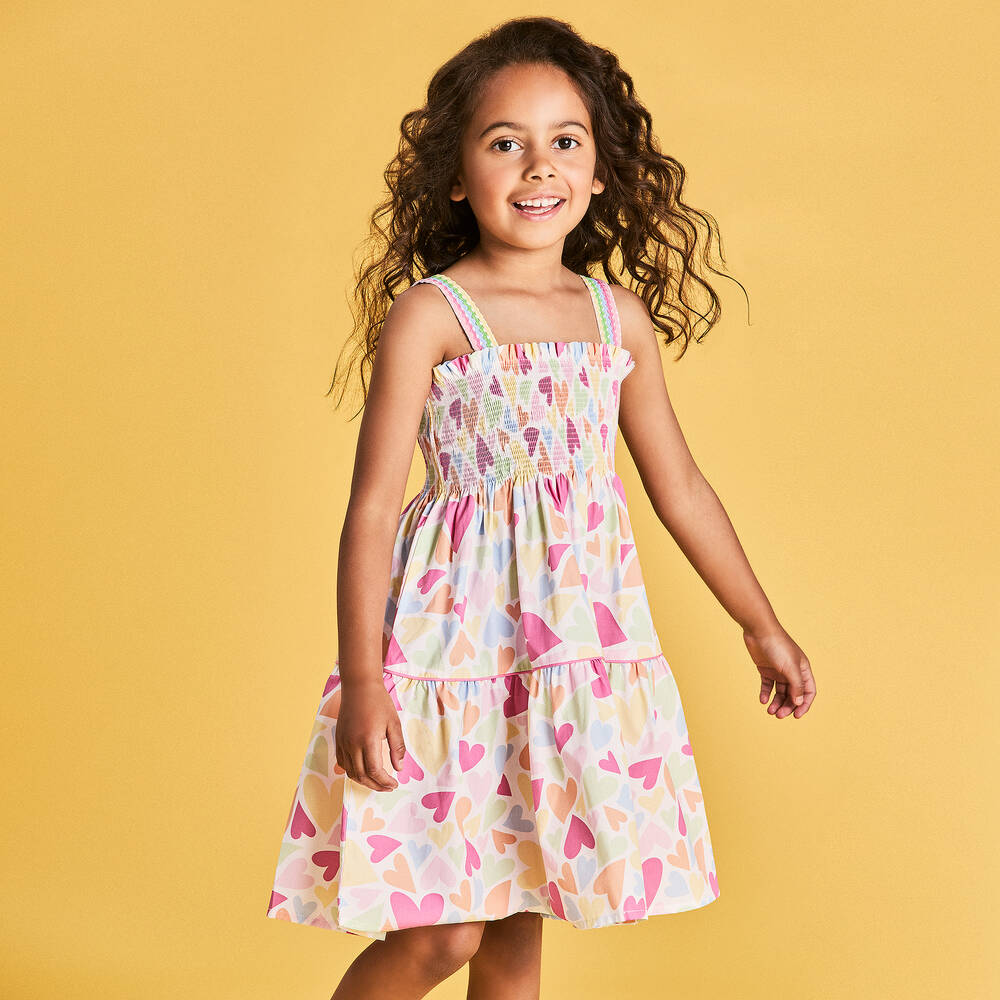 Mitty James-Girls White Cotton Heart Sun Dress | Childrensalon