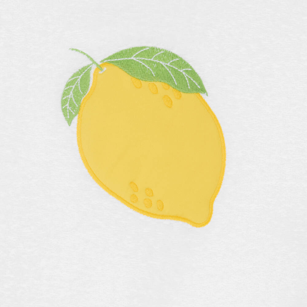 Mitty James-Girls White Cotton Towelling Lemon Poncho | Childrensalon