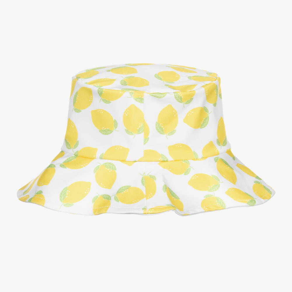 Mitty James-Girls White Lemon Bucket Hat (UPF 50+) | Childrensalon