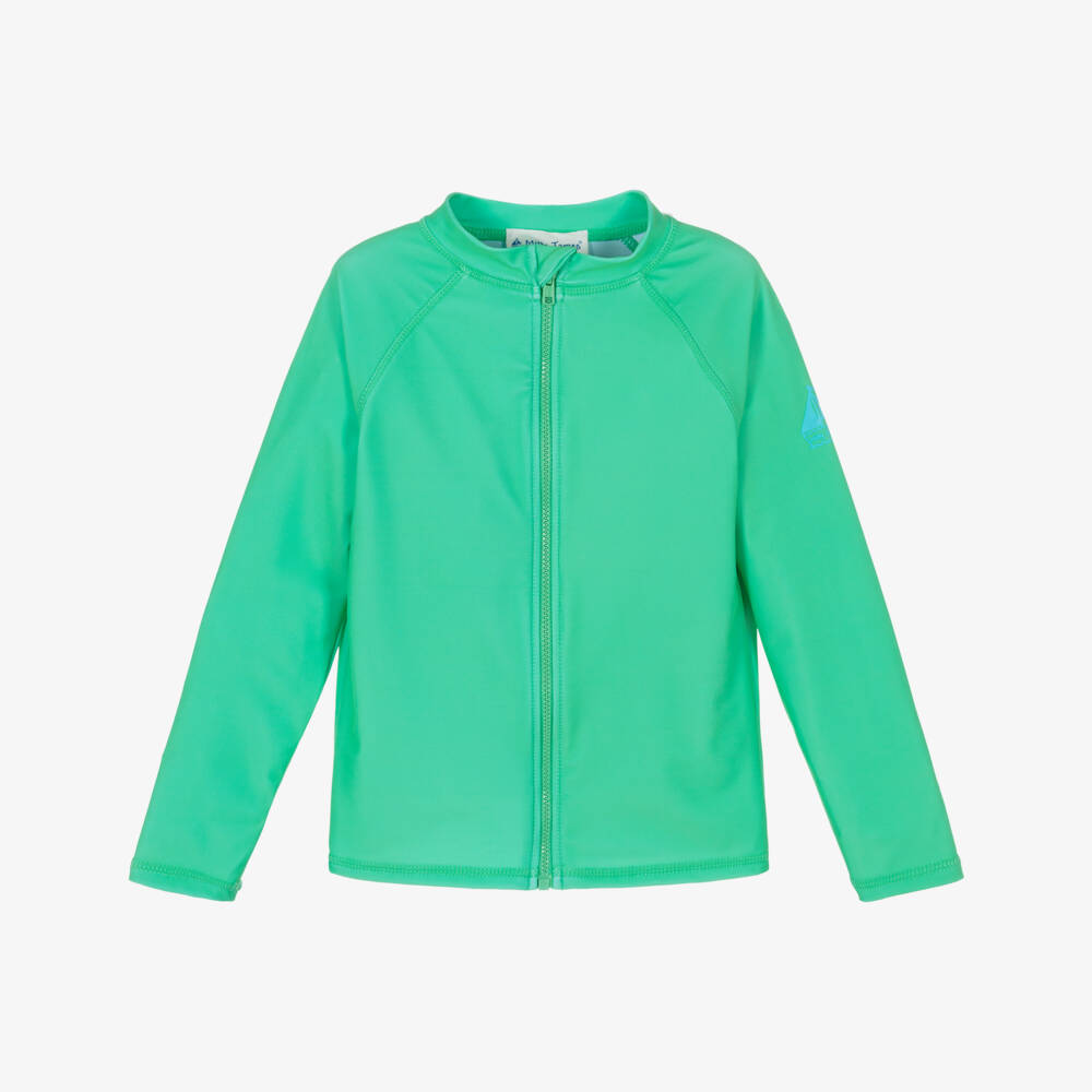 Mitty James-Green Zip-Up Sun Protective Swim Top (UPF50+) | Childrensalon
