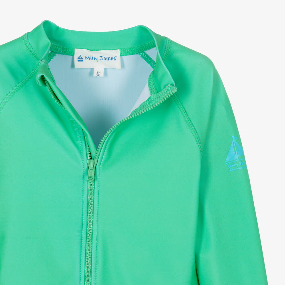 Mitty James-Green Zip-Up Sun Protective Swim Top (UPF50+) | Childrensalon
