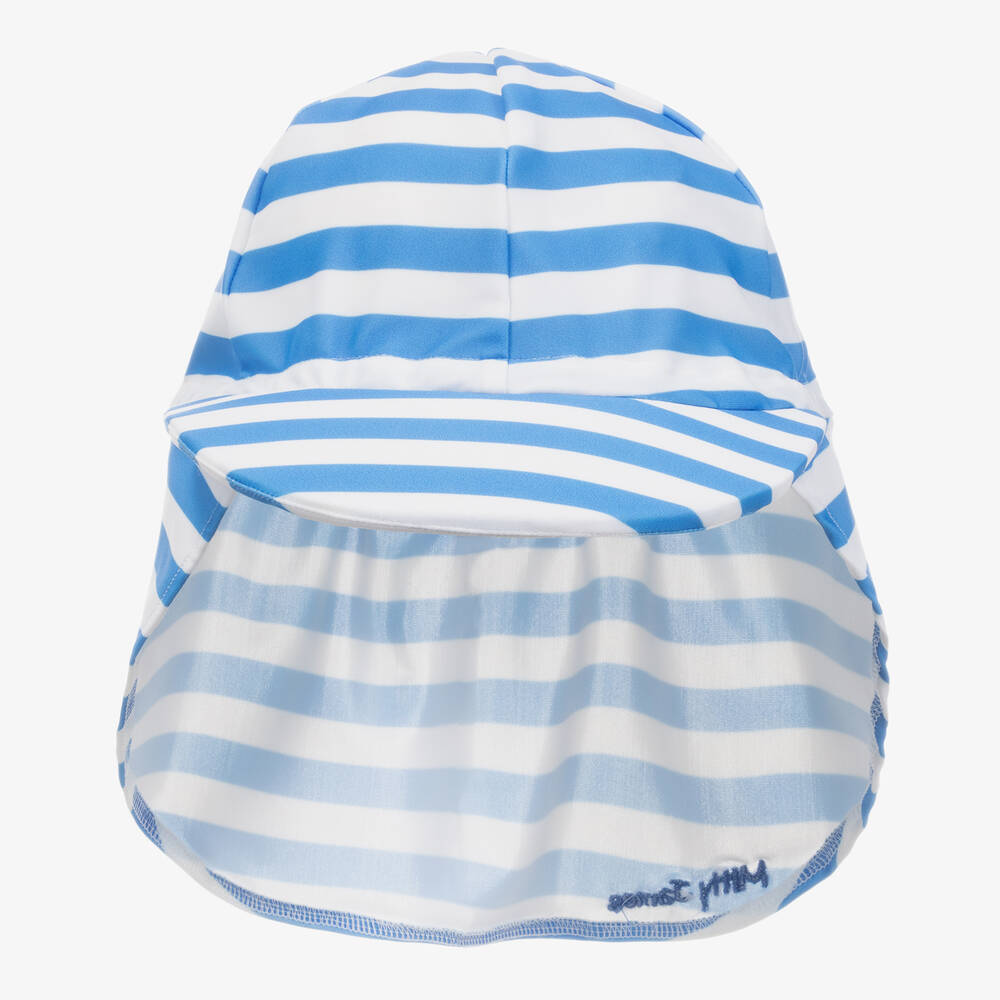 Mitty James-Mid-Blue Striped Legionnaire's Hat (UPF 50+) | Childrensalon