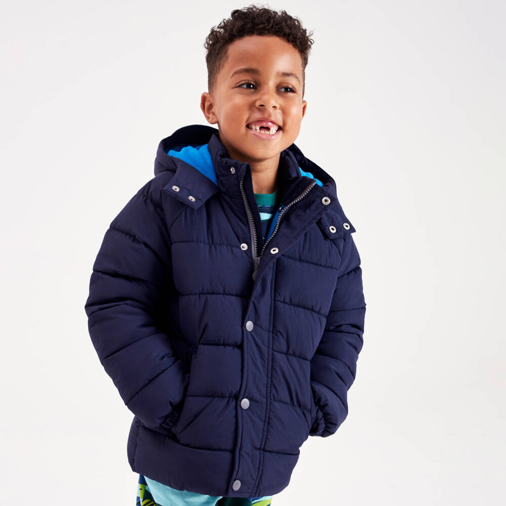 Mitty James-Navy Blue Showerproof Puffer Coat | Childrensalon