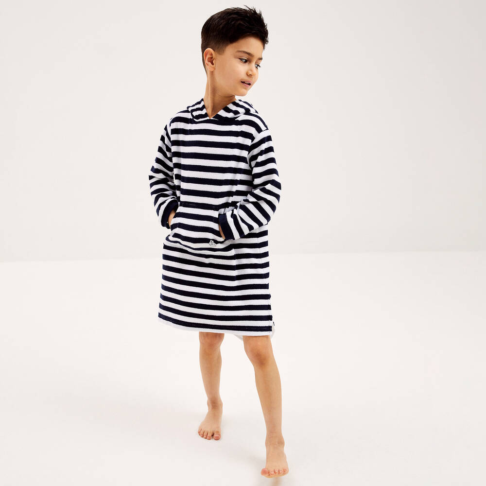 Mitty James-روب قطن تيري مخطط لون كحلي | Childrensalon