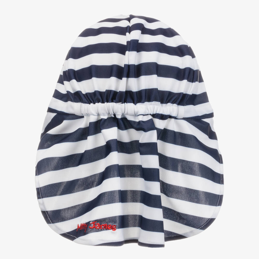 Mitty James-Navy Blue Striped Legionnaire's Hat (UPF 50+) | Childrensalon