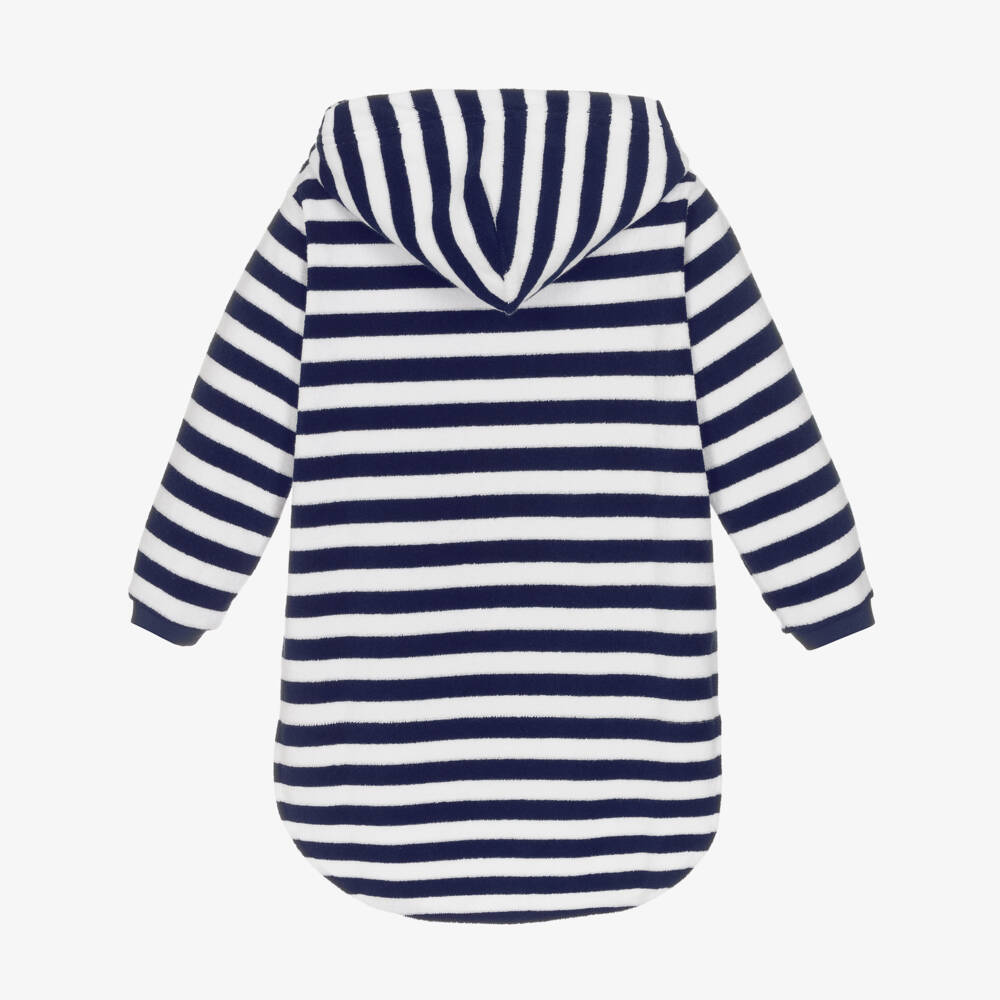 Mitty James-Махровый халат персональный сине-белый в полоску | Childrensalon