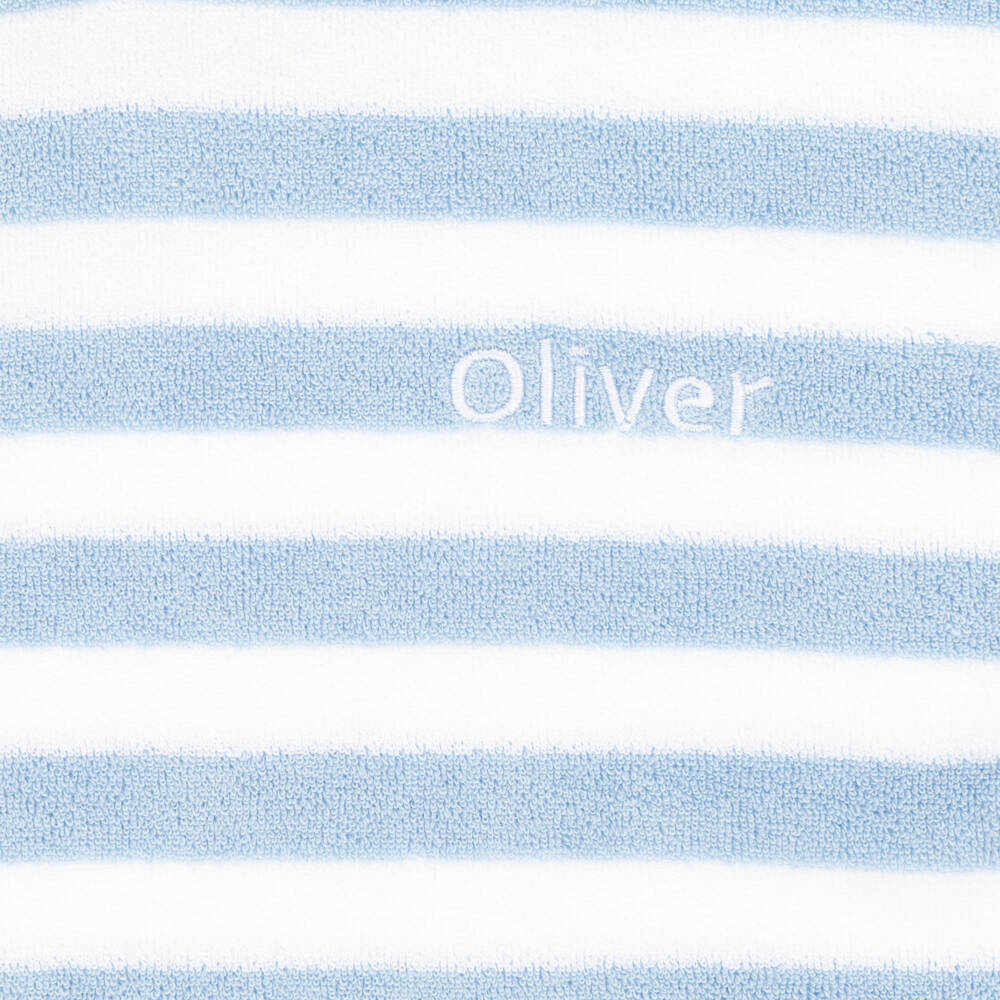 Mitty James-Хлопковый халат персональный бело-голубой в полоску | Childrensalon