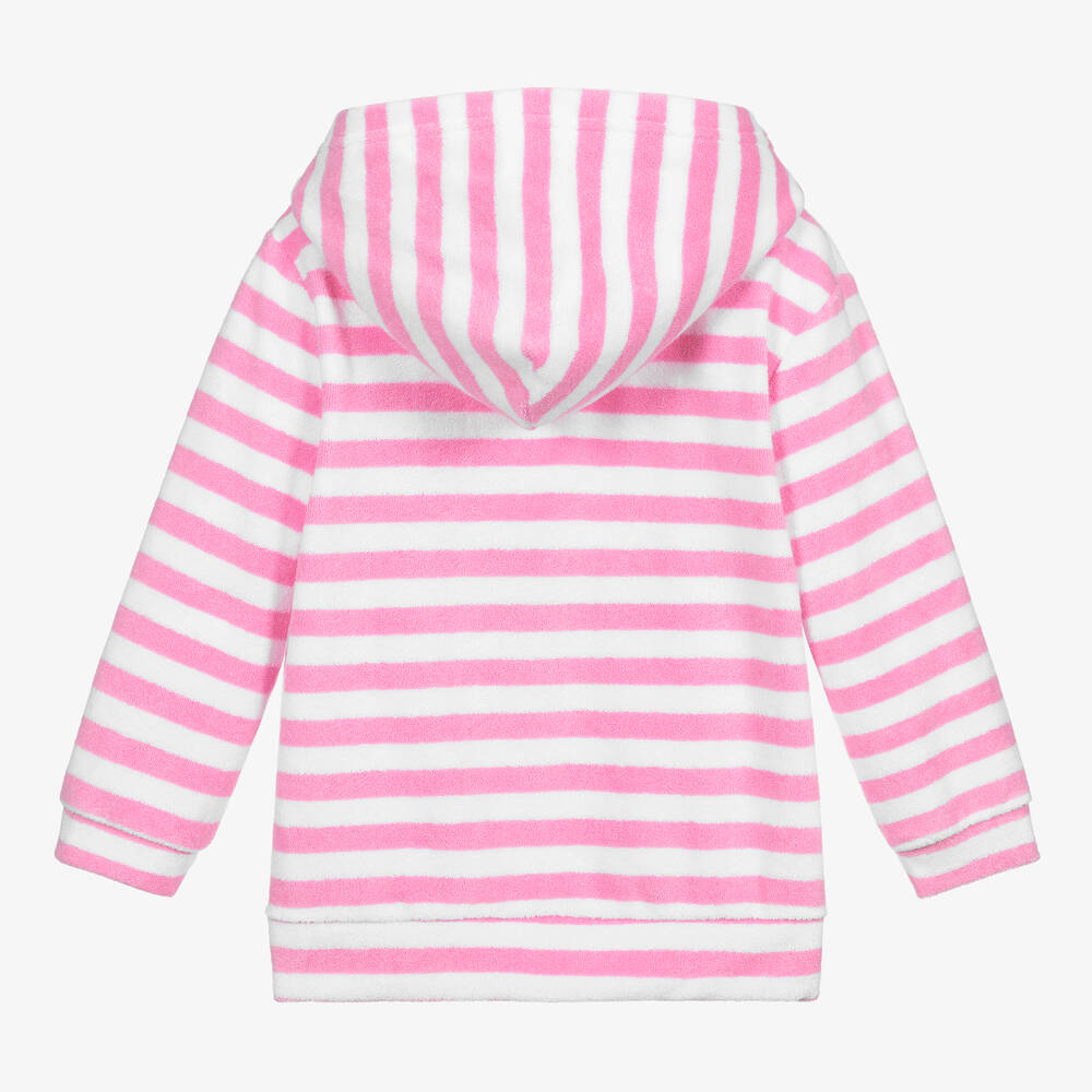 Mitty James-Pink Cotton Towelling Zip-Up Hoodie | Childrensalon