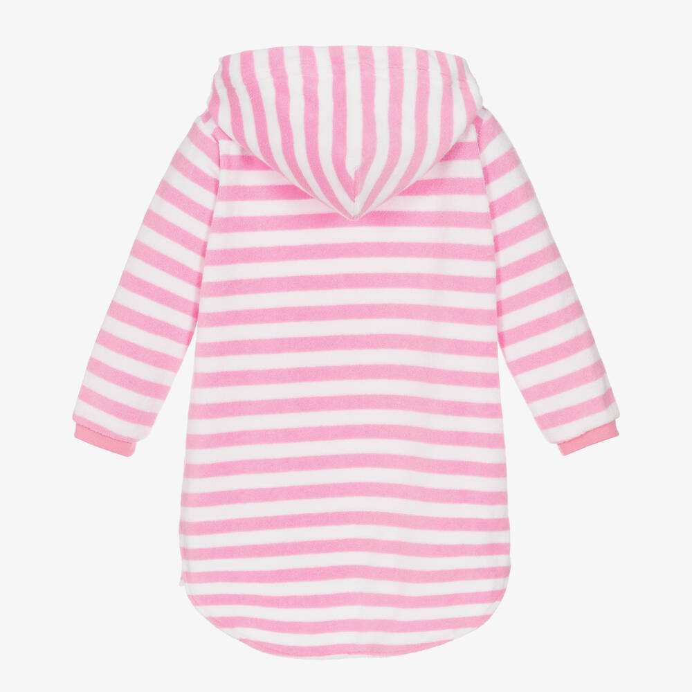 Mitty James-Pink Stripe Cotton Towelling Robe | Childrensalon