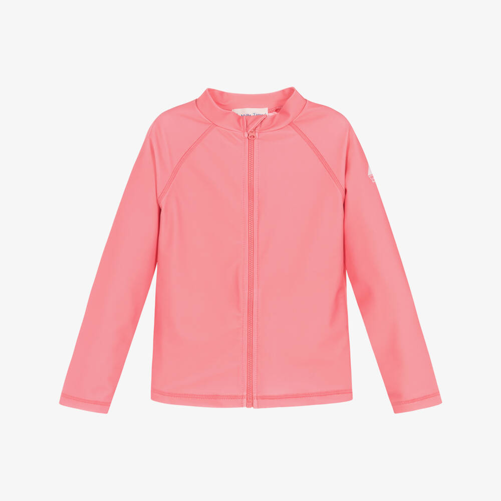 Mitty James-Pink Zip-Up Sun Protective Swim Top (UPF50+) | Childrensalon