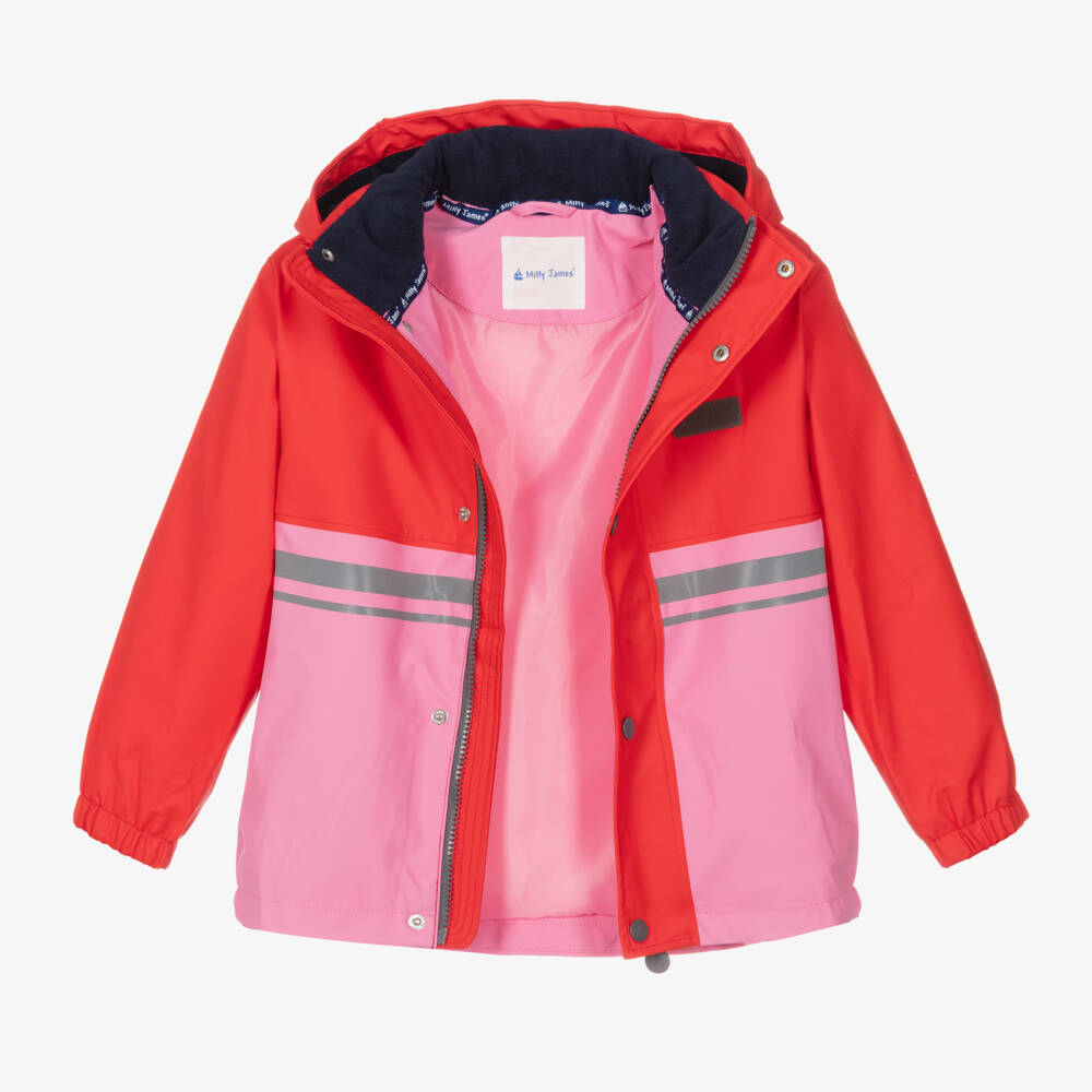 Mitty James-Red & Pink Waterproof Raincoat & Salopettes | Childrensalon