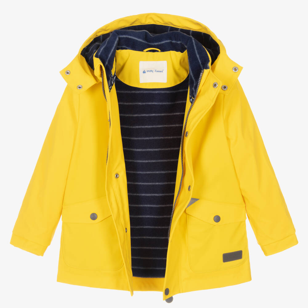Mitty James-Yellow Hooded Waterproof Raincoat | Childrensalon
