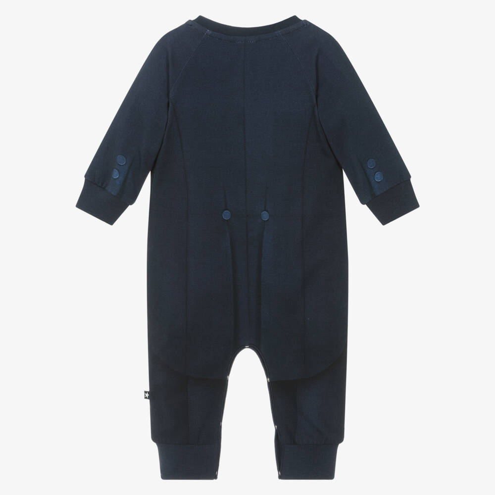 Molo-أفارول رومبر توكسيدو قطن عضوي لون كحلي للأولاد الرضع | Childrensalon