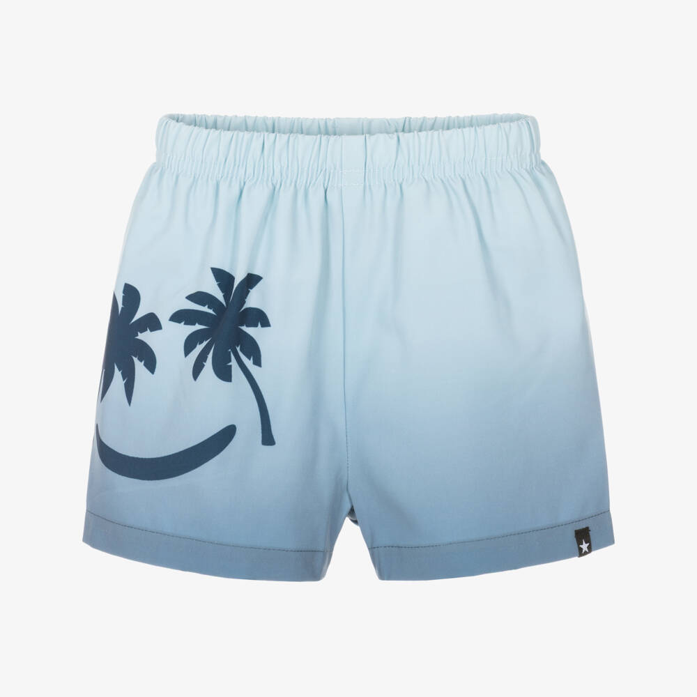 Molo-Baby Boys Blue Smiling Palm Tree Swim Shorts (UPF50+) | Childrensalon