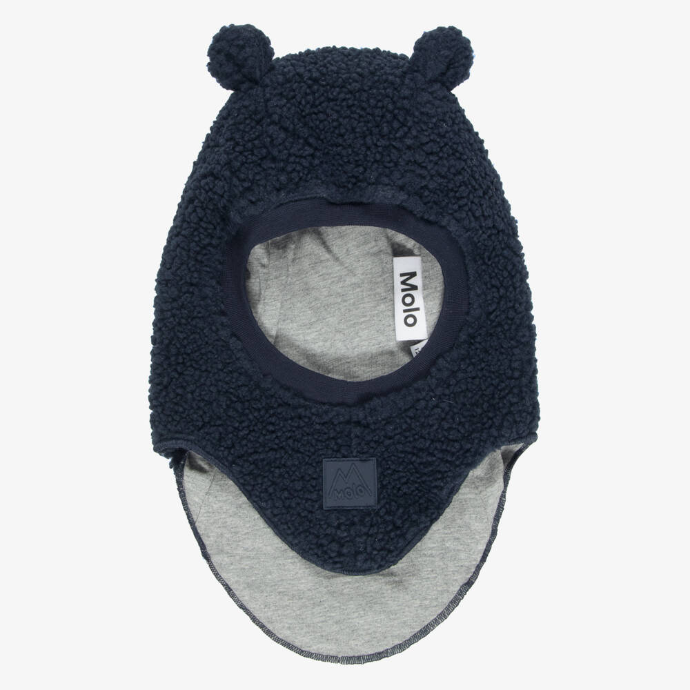 Molo-Baby Boys Navy Blue Sherpa Balaclava  | Childrensalon