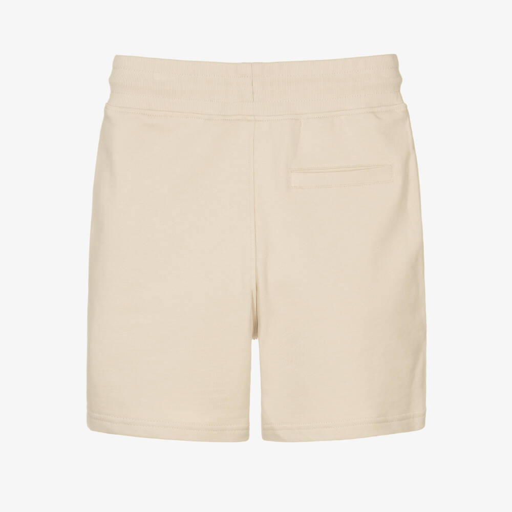 Molo-Beige Cotton Shorts with Smiling Face Embroidery | Childrensalon