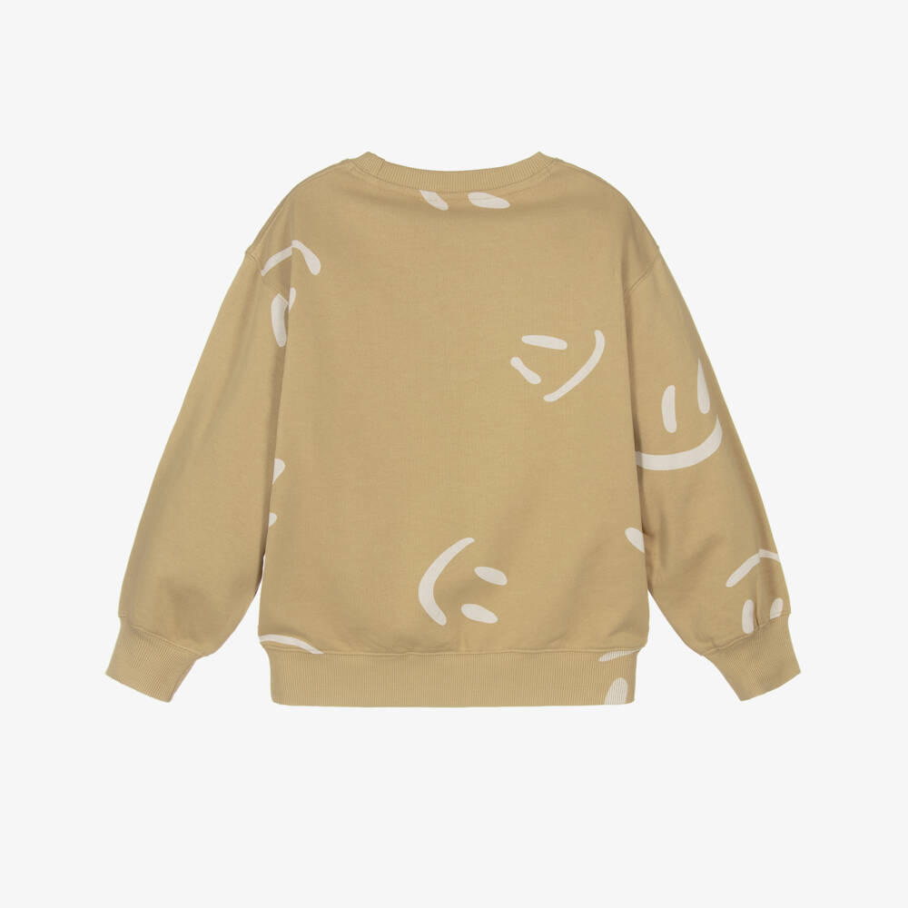 Molo-Свитшот бежевый из хлопка со смайлами для мальчиков | Childrensalon