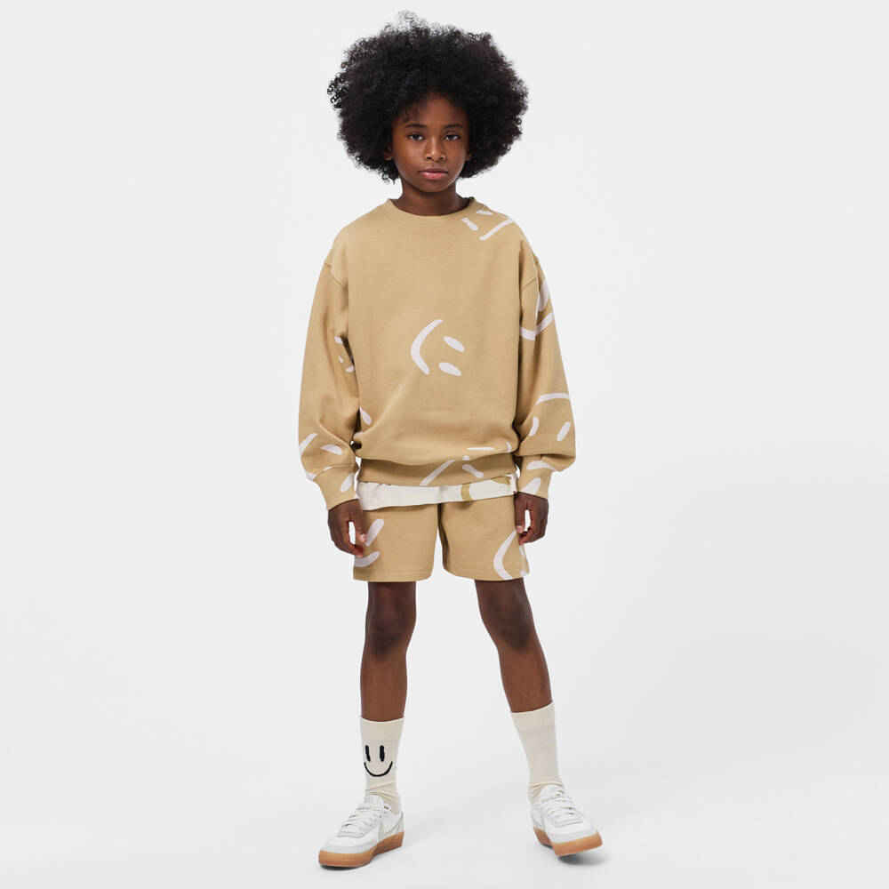 Molo-Свитшот бежевый из хлопка со смайлами для мальчиков | Childrensalon