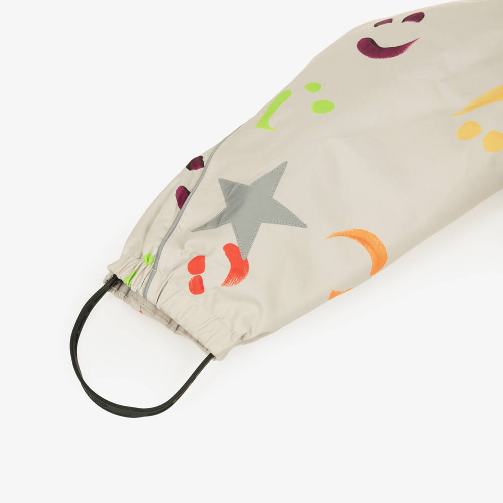 Molo-Beige Hooded Snowsuit with Colourful Smile Print | Childrensalon