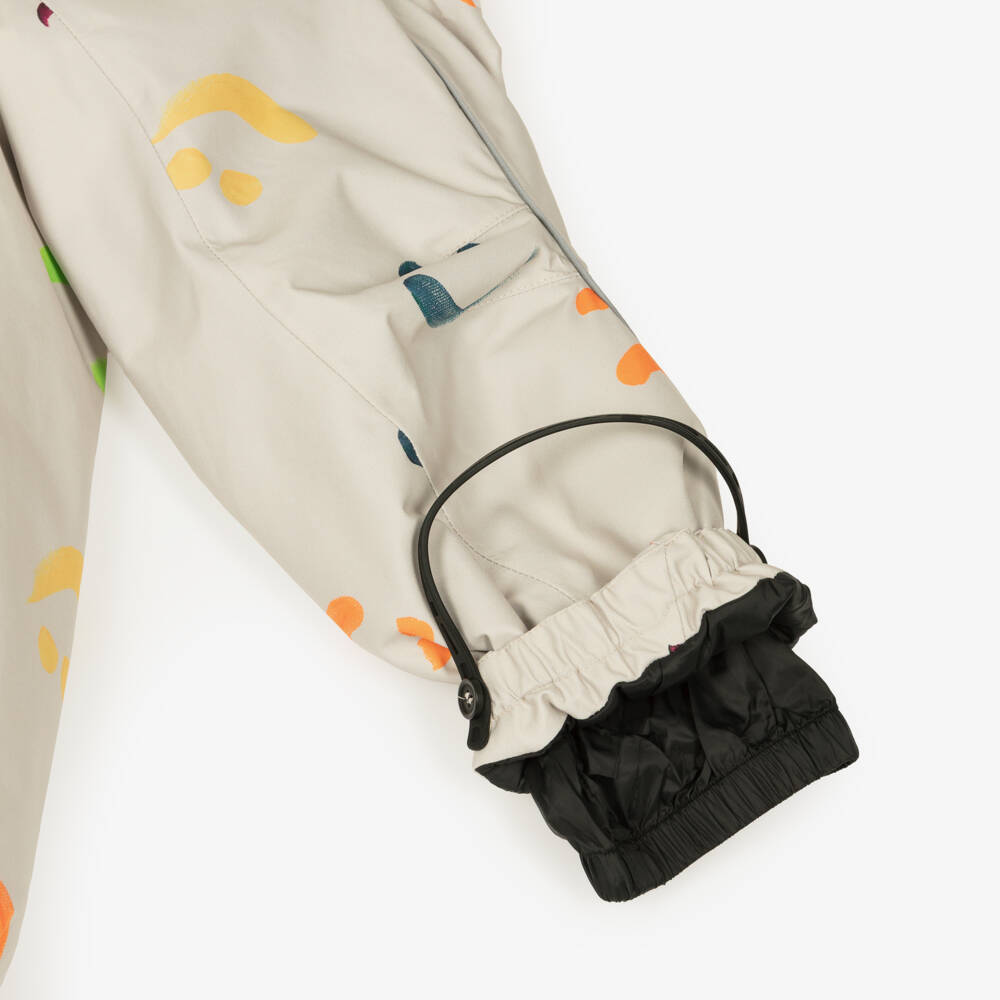 Molo-Beige Hooded Snowsuit with Colourful Smile Print | Childrensalon