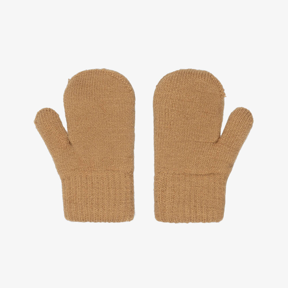 Molo-قفازات محبوكة بتصميم دب لون بيج للأطفال الرضع | Childrensalon